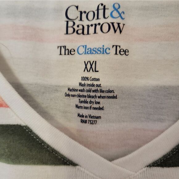 Croft & Barrow sleeveless v-neck striped tee - Picture 3 of 4